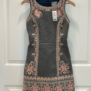 NWT Maeve Anthropologie Embroidered Gray Dress (size 2)